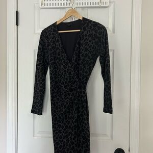Ann Taylor Petite Dark Cheetah print Wrap dress